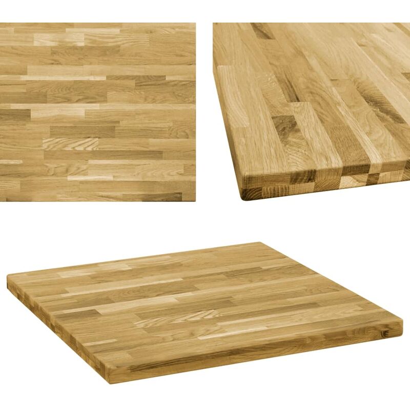 

Tablero de mesa cuadrado madera maciza de roble 44 mm 80x80 cm - Marrón