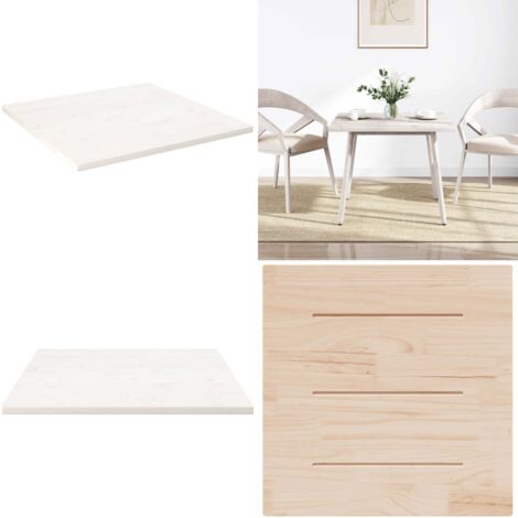 Tablero de mesa cuadrado madera maciza pino blanco 80x80x2,5 cm - Mesa de centro - Mesa de bar