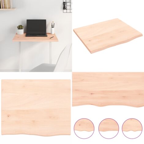 Tablero de mesa madera maciza de roble sin tratar 60x50x2 cm - Tabla de madera - Mesa de roble sin tratar