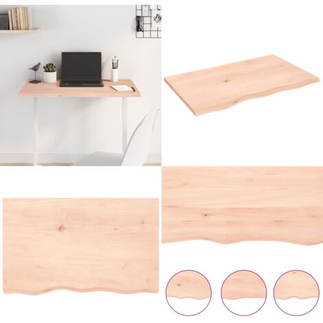Tablero de mesa madera maciza de roble sin tratar 80x50x2 cm - Tabla de madera - Mesa de roble sin tratar