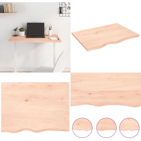 Tablero de mesa madera maciza de roble sin tratar 80x60x2 cm - Tabla de madera - Mesa de roble sin acabado
