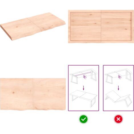 Tablero de mesa madera maciza roble sin tratar 120x60x(2-6) cm - Mesa de madera - Mesa de roble sin tratar