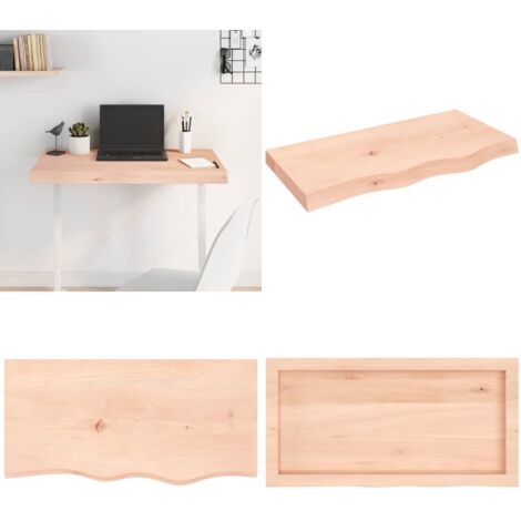 Tablero de mesa madera maciza roble sin tratar 80x40x(2-6) cm - Tabla de madera - Mesa de madera maciza