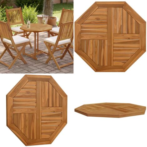 Tablero de mesa octogonal de madera maciza de teca 70x70x2,5 cm - Madera de teca - Mesa octagonal