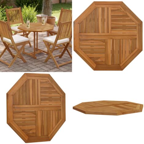 Tablero de mesa octogonal de madera maciza de teca 80x80x2,5 cm - Mesa de madera - Madera de teca