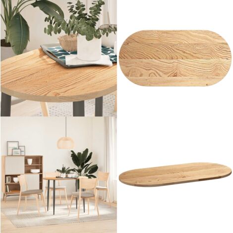 Tablero de mesa ovalado madera maciza de roble 100x50x2 cm - Mesa de roble - Mesa ovalada