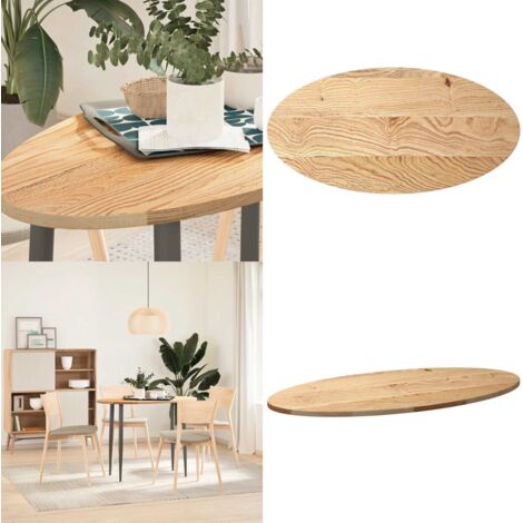 Tablero de mesa ovalado madera maciza de roble 100x50x2 cm - Mesa de roble - Mesa ovalada