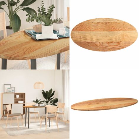 Tablero de mesa ovalado madera maciza de roble 120x60x2 cm - Mesa de café - Mesa de bar