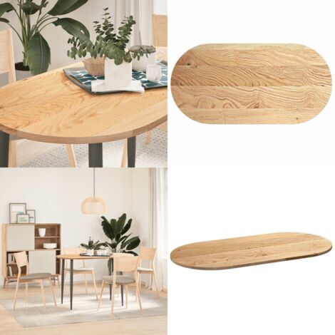Tablero de mesa ovalado madera maciza de roble 120x60x2 cm - Mesa de roble - Mesa ovalada