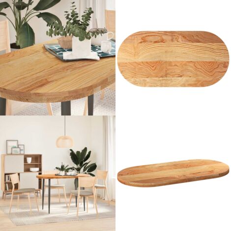 Tablero de mesa ovalado madera maciza de roble 120x60x4 cm - Mesa de café - Mesa de bar