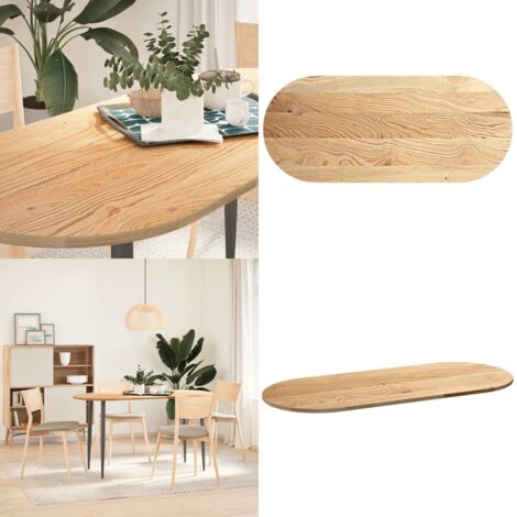 Tablero de mesa ovalado madera maciza de roble 140x60x2 cm - Mesa de roble - Mesa ovalada