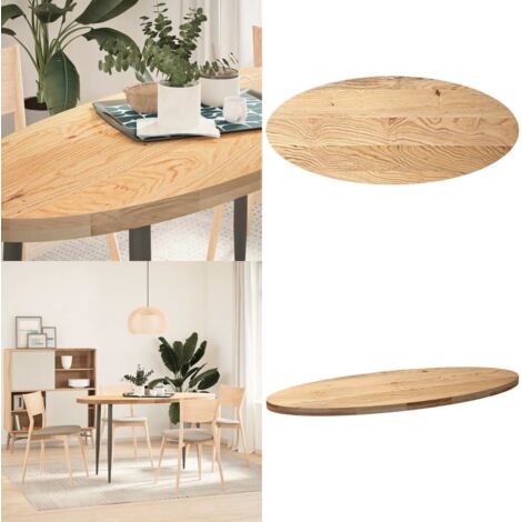 Tablero de mesa ovalado madera maciza de roble 140x60x4 cm - Mesa de roble - Mesa ovalada