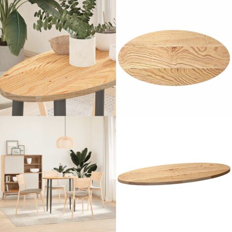Tablero de mesa ovalado madera maciza de roble 80x40x2 cm - Mesa de roble - Mesa ovalada