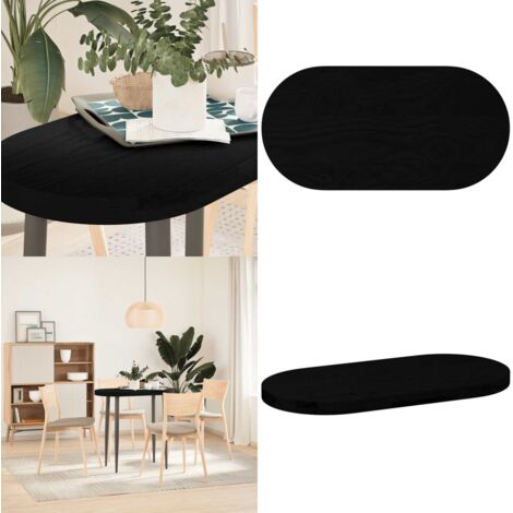 Tablero de mesa ovalado madera maciza de roble 80x40x4 cm - Mesa de café - Mesa de bar