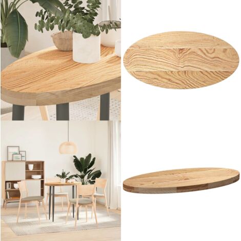 Tablero de mesa ovalado madera maciza de roble 80x40x4 cm - Mesa de roble - Mesa ovalada