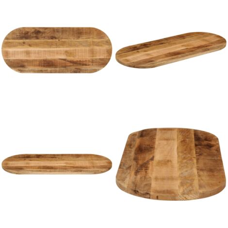 Tablero de mesa ovalado madera maciza mango rugosa 120x60x3,8cm - Madera de mango - Mesa ovalada