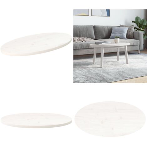 Tablero de mesa ovalado madera maciza pino blanco 80x40x2,5 cm - Mesa ovalada - Mesa de centro