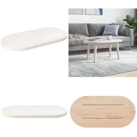 Tablero de mesa ovalado madera maciza pino blanco 80x40x2,5 cm - Mesa ovalada - Mesa de centro