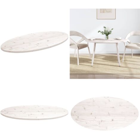Tablero de mesa ovalado madera maciza pino blanco 90x45x2,5 cm - Mesa ovalada - Mesa de centro