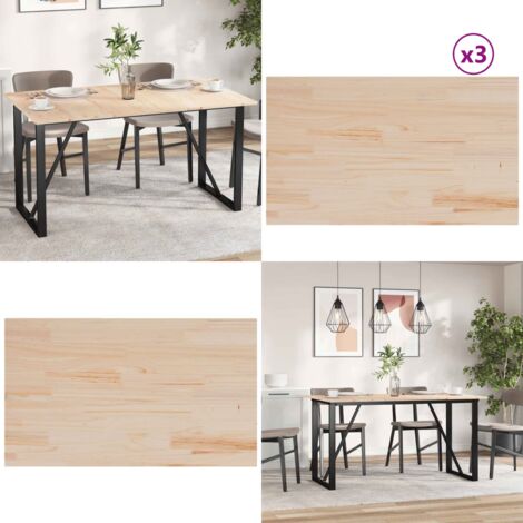 Tablero de mesa rectangular 3 uds madera de pino 80x47x1,7 cm - Madera de pino - Superficie de mesa