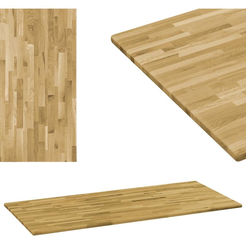 

Tablero de mesa rectangular madera maciza roble 23 mm 100x60 cm - Marrón