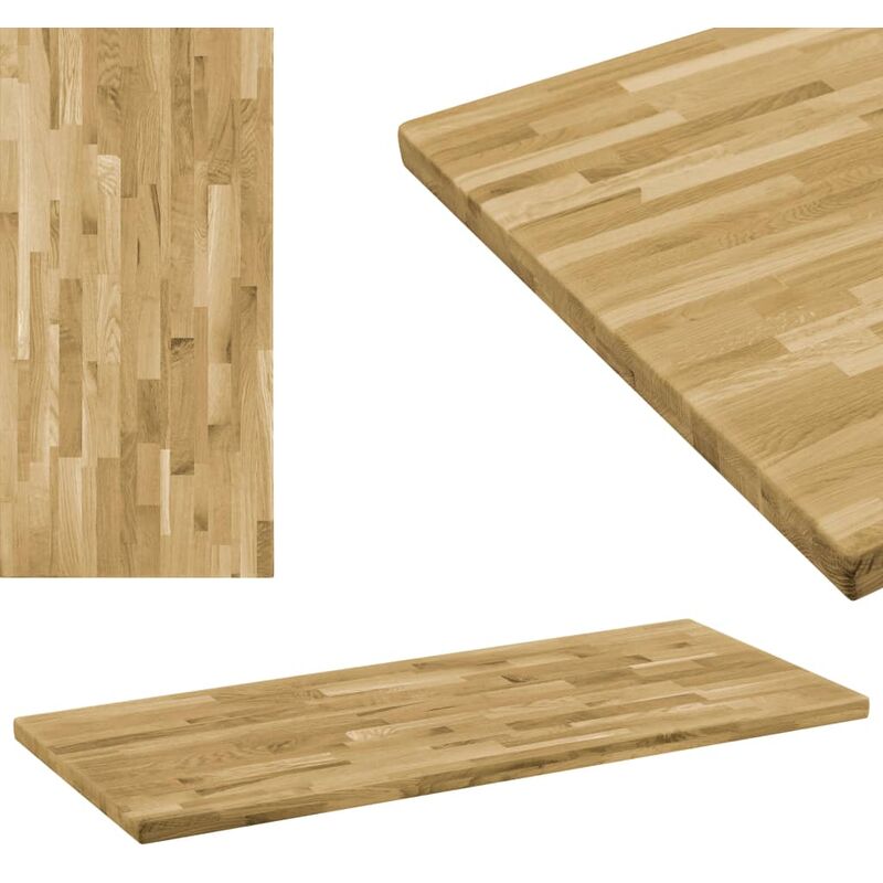 

Tablero de mesa rectangular madera maciza roble 44 mm 120x60 cm - Marrón
