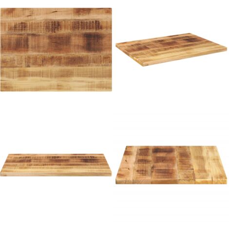 Tablero de mesa rectangular madera mango rugosa 80x70x3,8 cm - Mesa de mango - Mesa rectangular