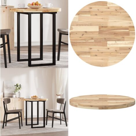 Tablero de mesa redondo madera maciza de acacia Ø70x4 cm - Mesa de acacia - Mesa de madera