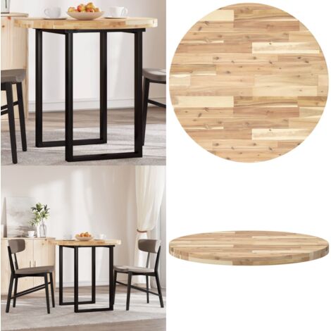 Tablero de mesa redondo madera maciza de acacia Ø80x4 cm - Mesa de acacia - Mesa de madera