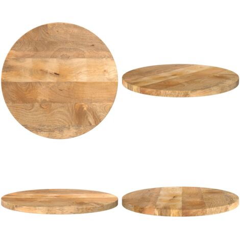 Tablero de mesa redondo madera maciza de mango Ø 60x3,8 cm - Madera de mango - Superficie de mesa