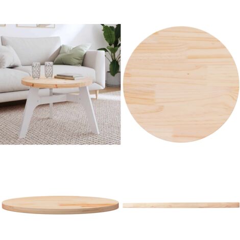 Tablero de mesa redondo madera maciza de pino Ø60x3 cm - Madera maciza - Pino