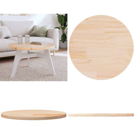 Tablero de mesa redondo madera maciza de pino Ø70x3 cm - Madera maciza - Pino