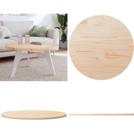 Tablero de mesa redondo madera maciza de pino Ø80x3 cm - Madera maciza - Pino