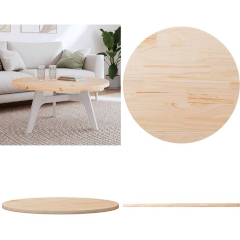 Tablero de mesa redondo madera maciza de pino Ø90x3 cm - Madera maciza - Pino
