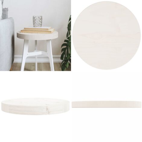 Tablero de mesa redondo madera maciza de pino blanco Ø30x3 cm - Madera maciza - Pino blanco