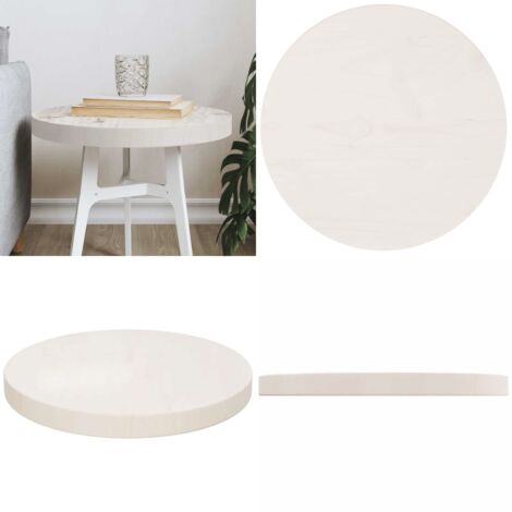 Tablero de mesa redondo madera maciza de pino blanco Ø40x3 cm - Mesa de comedor - Mesa auxiliar