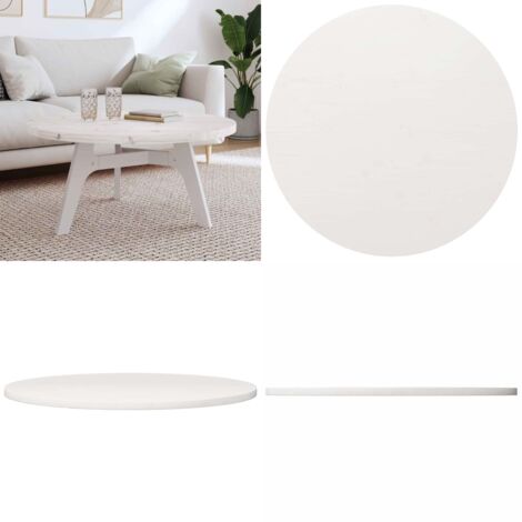 Tablero de mesa redondo madera maciza de pino blanco Ø90x3 cm - Madera de pino - Mesa de centro