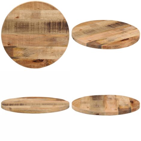 Tablero de mesa redondo madera maciza mango rugosa Ø 60x3,8 cm - Madera de mango - Mesa redonda