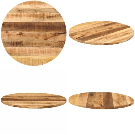 Tablero de mesa redondo madera maciza mango rugosa Ø 70x3,8 cm - Madera de mango - Mesa redonda