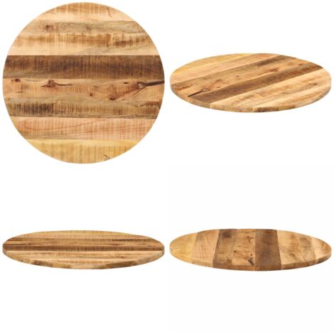 Tablero de mesa redondo madera maciza mango rugosa Ø 80x3,8 cm - Madera maciza - Mango