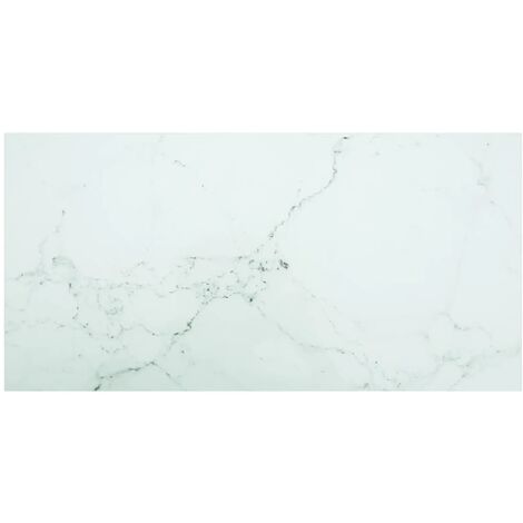 Tablero de mesa vidrio templado dise?o mármol blanco 100x50 cm
