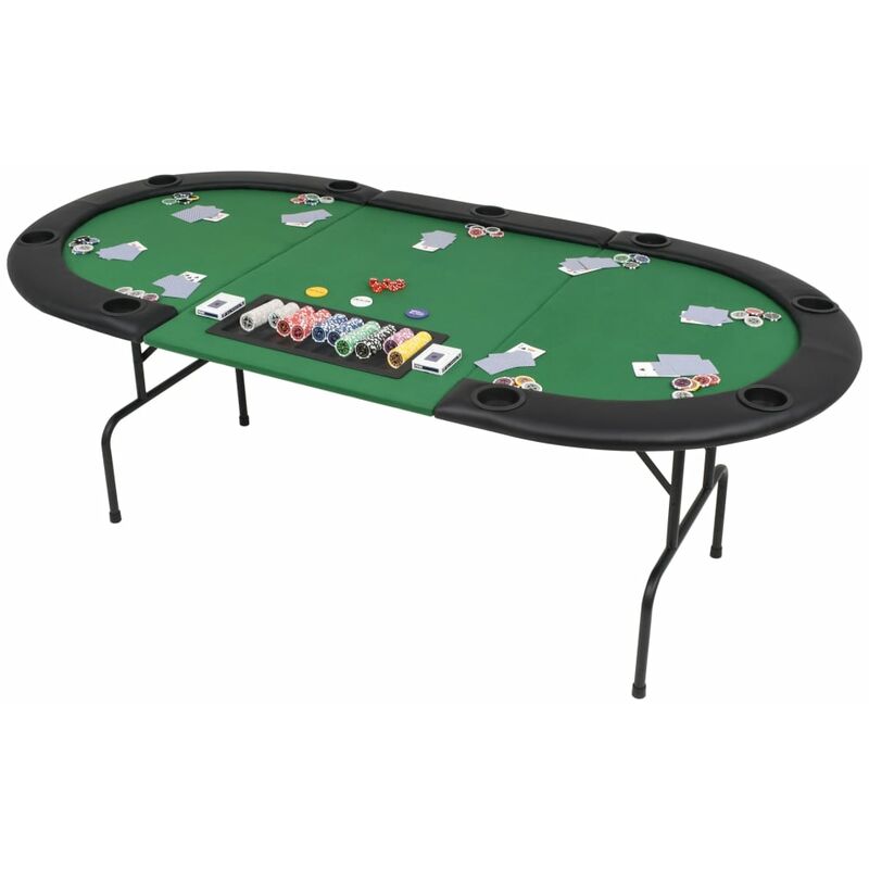 

Tablero de póker plegable en 3 partes 9 jugadores ovalado verde
