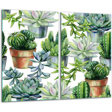 Tablero de vidrio 2x 30x52 cactus