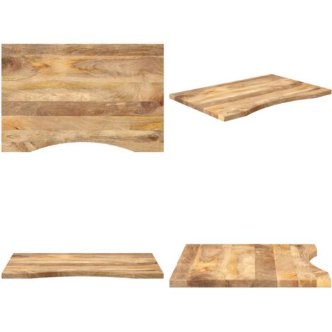 Tablero escritorio con curva madera mango rugosa 100x50x2,5 cm - Mesa de oficina - Mesa de comedor