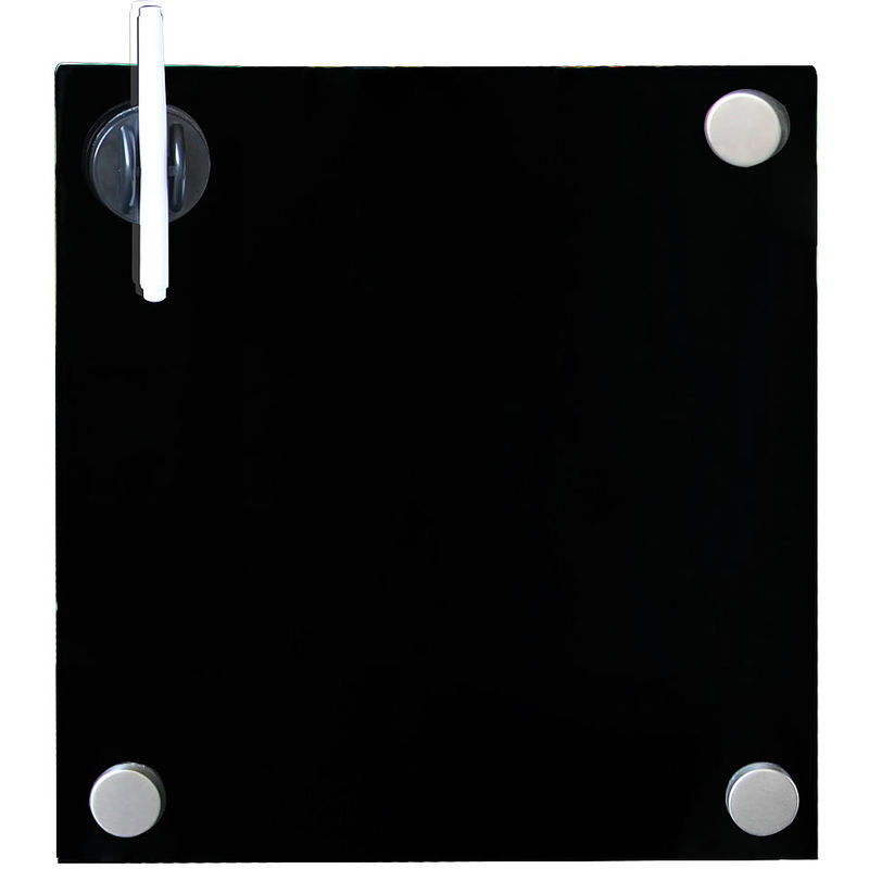 

Pizarra magnética Pizarra de pared Pizarra para notas 45x50 Negro Panel de vidrio Cristal para escribir para colgar organizar oficina casa