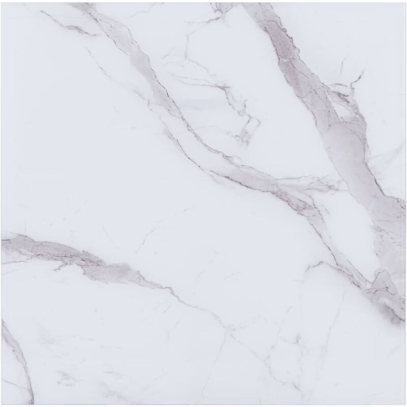 

Tablero mesa cuadrado vidrio con textura mármol blanco 70x70 cm