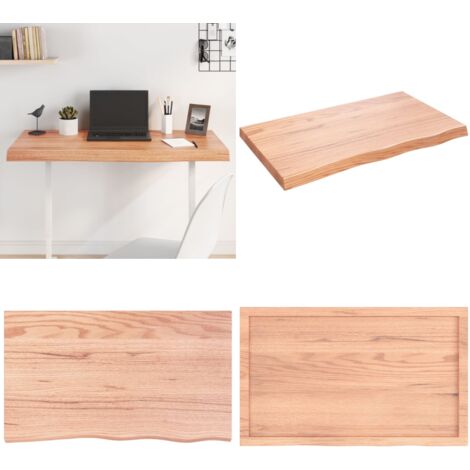 Tablero mesa madera roble tratada marrón claro 100x60x(2-6) cm - Mesa de madera - Mesa de roble tratada