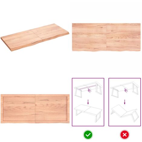 Tablero mesa madera roble tratada marrón claro 120x50x(2-4) cm - Mesa de madera - Mesa de roble barnizada
