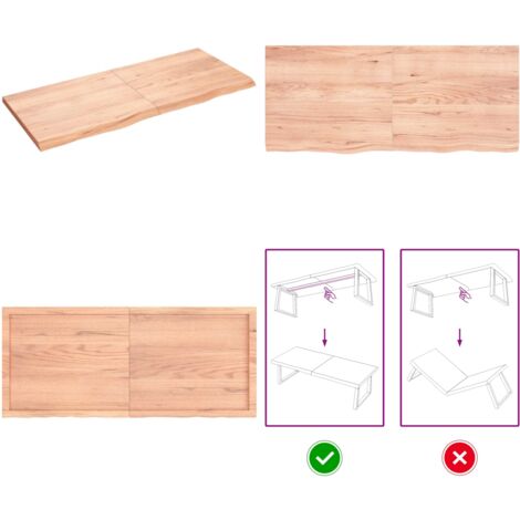 Tablero mesa madera roble tratada marrón claro 140x60x(2-4) cm - Mesa de madera - Mesa de roble tratada