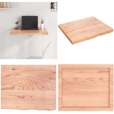 Tablero mesa madera roble tratada marrón claro 60x50x(2-4) cm - Mesa de madera - Mesa de repuesto